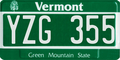 VT license plate YZG355