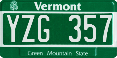 VT license plate YZG357
