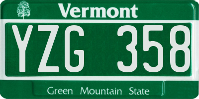 VT license plate YZG358