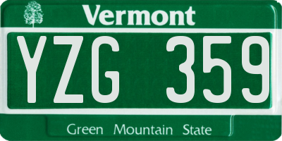 VT license plate YZG359