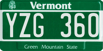 VT license plate YZG360