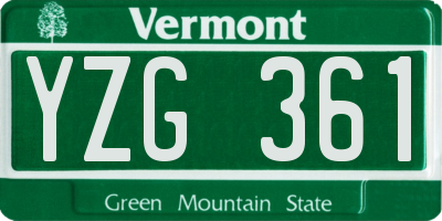 VT license plate YZG361