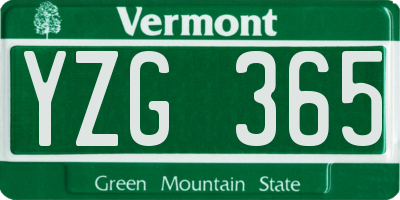VT license plate YZG365