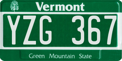 VT license plate YZG367