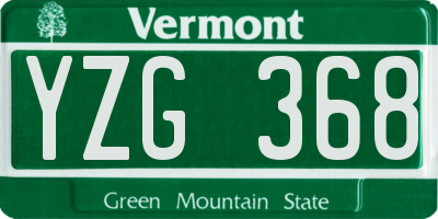 VT license plate YZG368