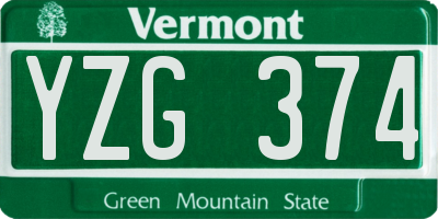 VT license plate YZG374