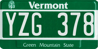 VT license plate YZG378