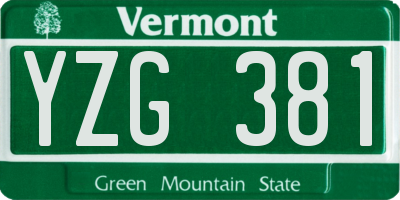 VT license plate YZG381