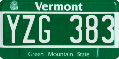 VT license plate YZG383
