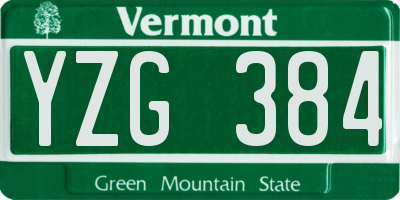 VT license plate YZG384