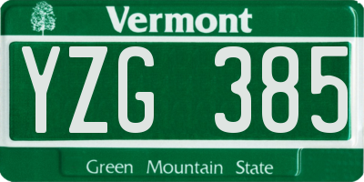 VT license plate YZG385