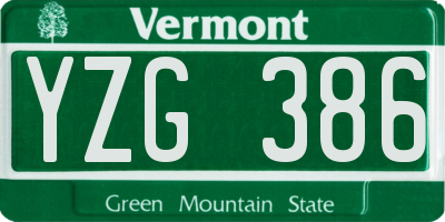 VT license plate YZG386