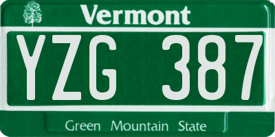 VT license plate YZG387