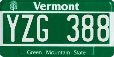 VT license plate YZG388