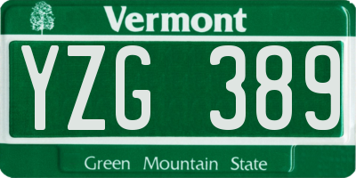 VT license plate YZG389