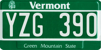 VT license plate YZG390