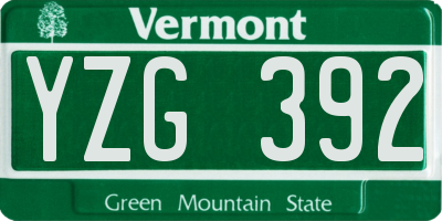 VT license plate YZG392
