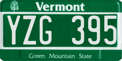 VT license plate YZG395