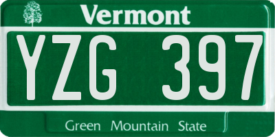 VT license plate YZG397