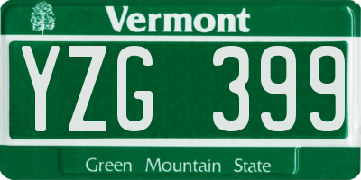 VT license plate YZG399