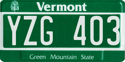 VT license plate YZG403