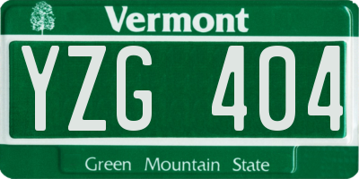 VT license plate YZG404
