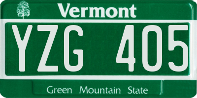 VT license plate YZG405