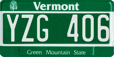 VT license plate YZG406