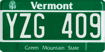 VT license plate YZG409