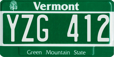 VT license plate YZG412
