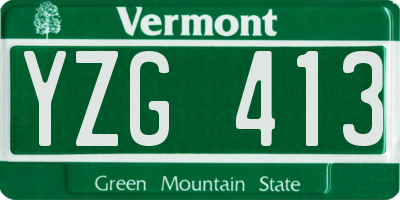 VT license plate YZG413