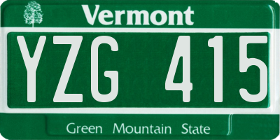 VT license plate YZG415