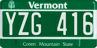 VT license plate YZG416