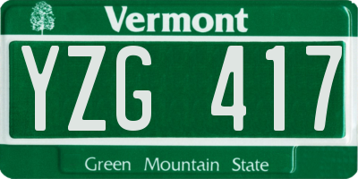 VT license plate YZG417