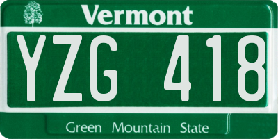 VT license plate YZG418