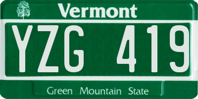 VT license plate YZG419