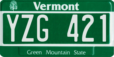 VT license plate YZG421