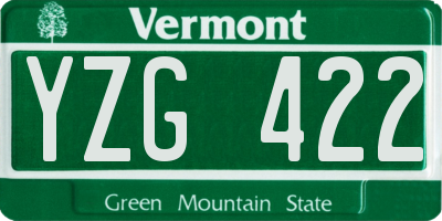 VT license plate YZG422