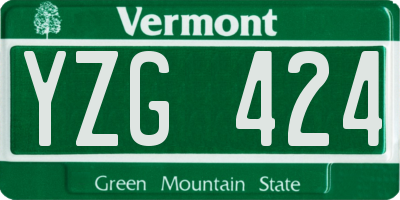 VT license plate YZG424