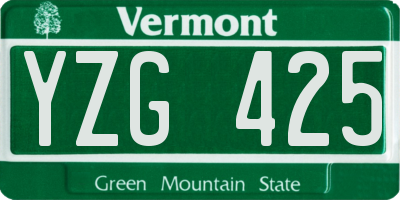VT license plate YZG425