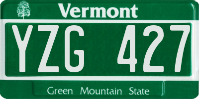 VT license plate YZG427