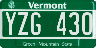 VT license plate YZG430