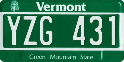 VT license plate YZG431