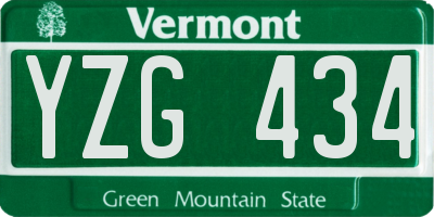 VT license plate YZG434