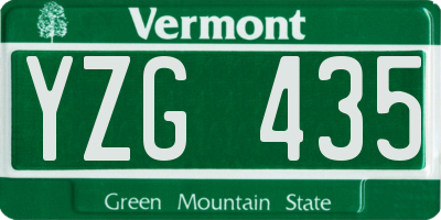 VT license plate YZG435