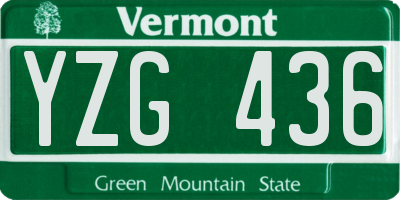 VT license plate YZG436