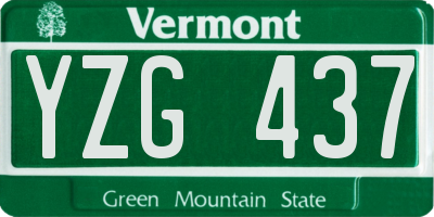 VT license plate YZG437