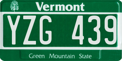 VT license plate YZG439