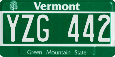 VT license plate YZG442