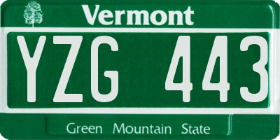 VT license plate YZG443